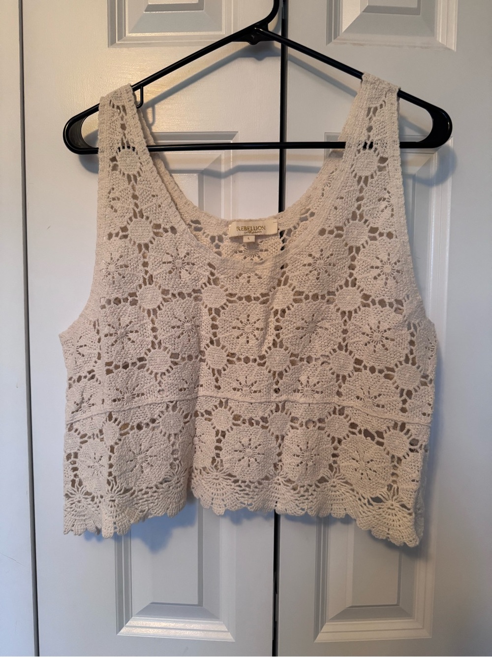 Rebellion Cream Crochet Tank Top